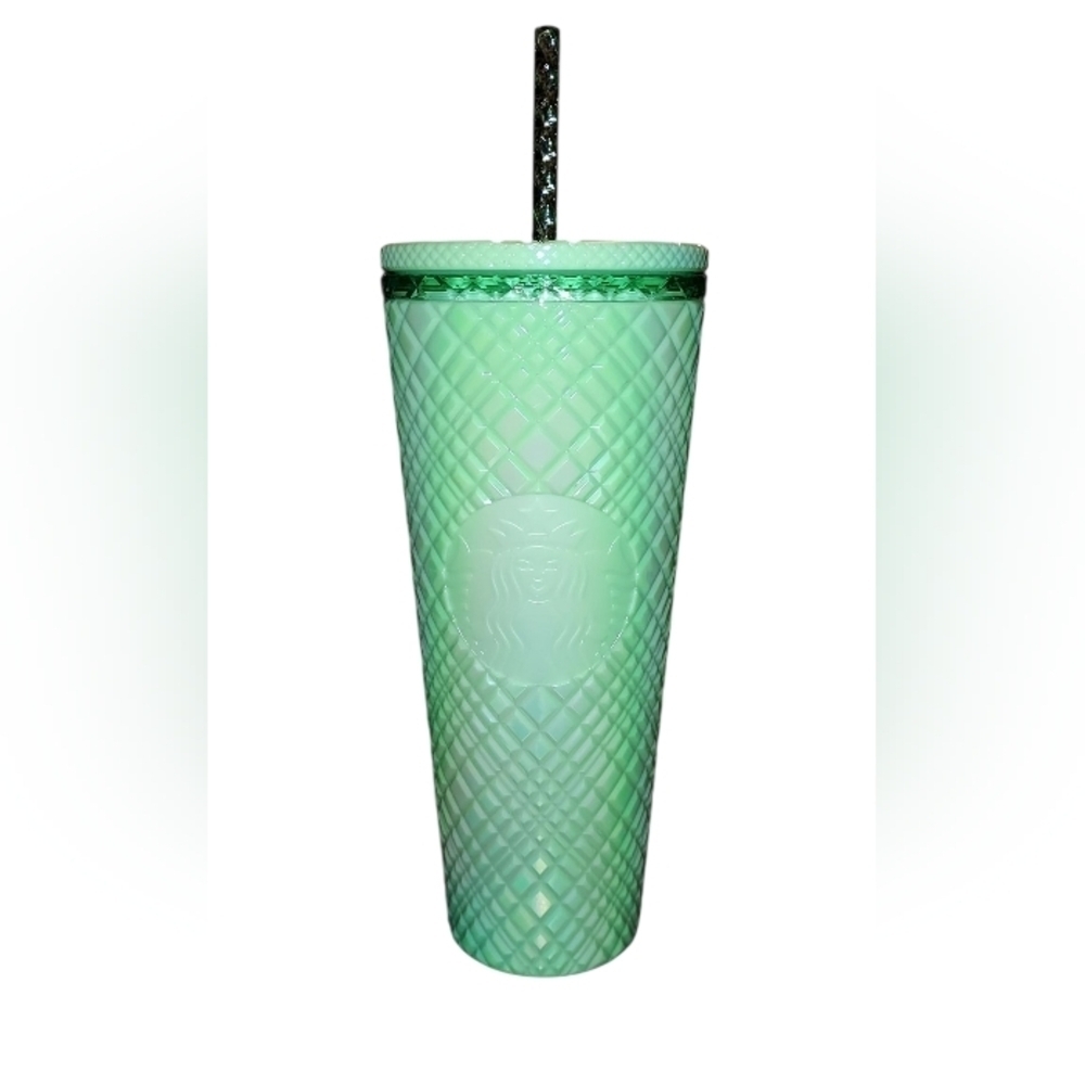 Starbucks Summer 2024 Iridescent Mint Jade Green Jeweled Tumbler 24oz Venti, NEW